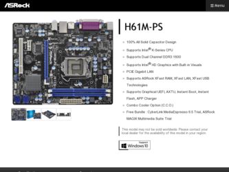 H61M-PS driver download page on the ASRock site