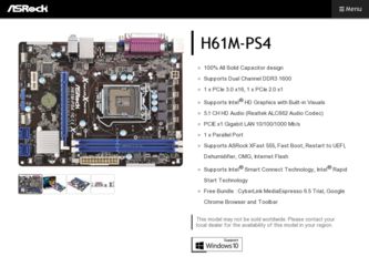 H61M-PS4 driver download page on the ASRock site