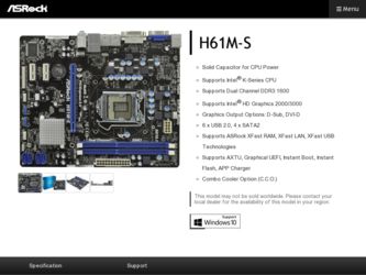 H61M-S driver download page on the ASRock site