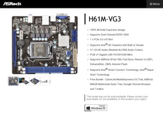H61M-VG3 driver download page on the ASRock site