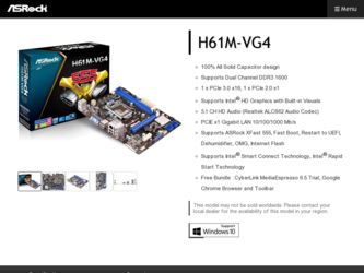 H61M-VG4 driver download page on the ASRock site