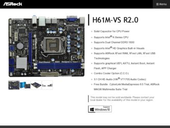 H61M-VS R2.0 driver download page on the ASRock site