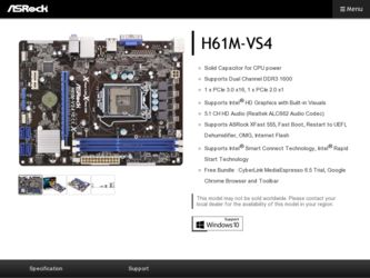 H61M-VS4 driver download page on the ASRock site