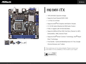 H61MV-ITX driver download page on the ASRock site