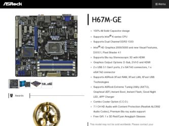 H67M-GE driver download page on the ASRock site