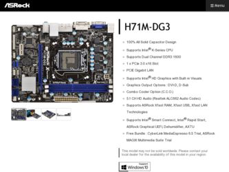 H71M-DG3 driver download page on the ASRock site