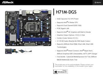 H71M-DGS driver download page on the ASRock site