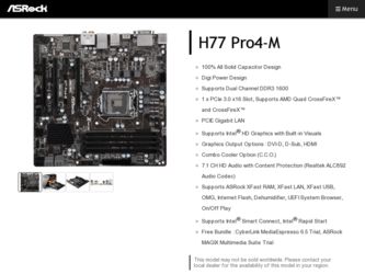 H77 Pro4-M driver download page on the ASRock site