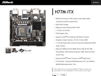 H77M-ITX driver download page on the ASRock site