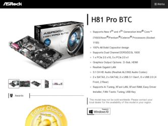 H81 Pro BTC driver download page on the ASRock site