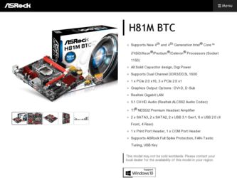 H81M BTC driver download page on the ASRock site