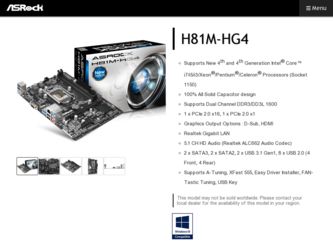 H81M-HG4 driver download page on the ASRock site