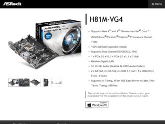 H81M-VG4 driver download page on the ASRock site