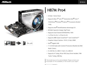 H87M Pro4 driver download page on the ASRock site