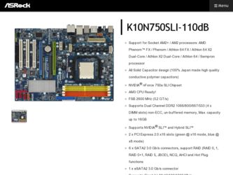 K10N750SLI-110dB driver download page on the ASRock site