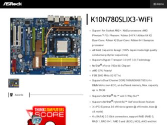 K10N780SLIX3-WiFi driver download page on the ASRock site