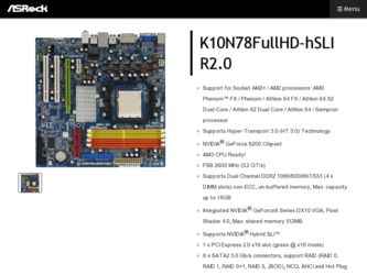 K10N78FullHD-hSLI R2.0 driver download page on the ASRock site