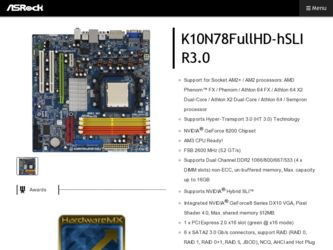 K10N78FullHD-hSLI R3.0 driver download page on the ASRock site