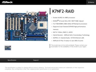 K7NF2-RAID driver download page on the ASRock site