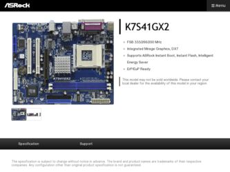 K7S41GX2 driver download page on the ASRock site