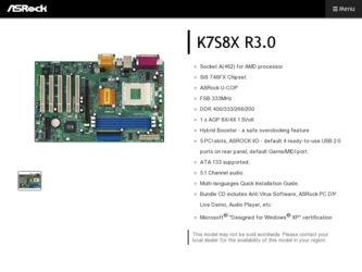 K7S8X R3.0 driver download page on the ASRock site