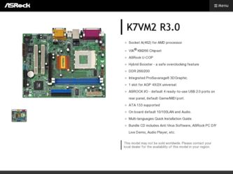 K7VM2 R3.0 driver download page on the ASRock site