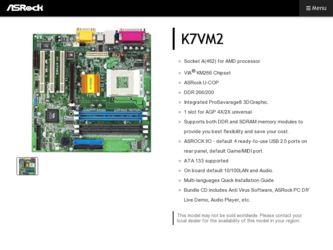 K7VM2 driver download page on the ASRock site