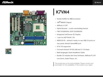 K7VM4 driver download page on the ASRock site