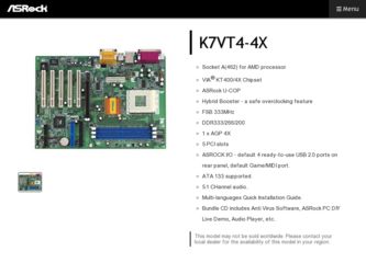 K7VT4-4X driver download page on the ASRock site