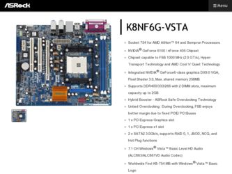 K8NF6G-VSTA driver download page on the ASRock site