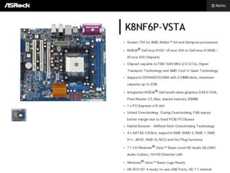 K8NF6P-VSTA driver download page on the ASRock site