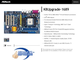 K8Upgrade-1689 driver download page on the ASRock site