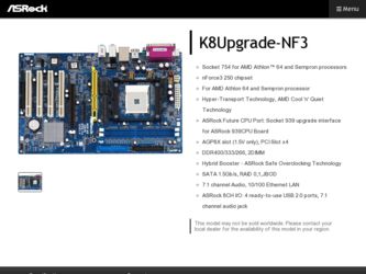 K8Upgrade-NF3 driver download page on the ASRock site