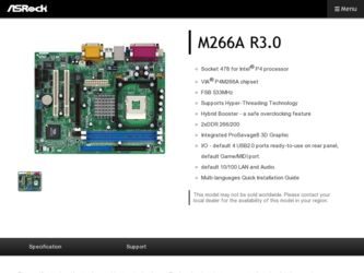 M266A R3.0 driver download page on the ASRock site
