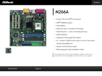 M266A driver download page on the ASRock site