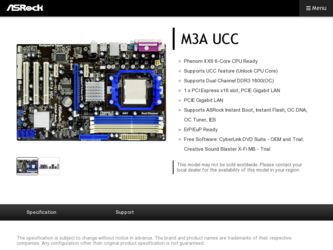 M3A UCC driver download page on the ASRock site
