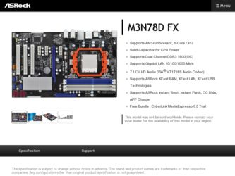 M3N78D FX driver download page on the ASRock site