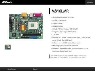 M810LMR driver download page on the ASRock site