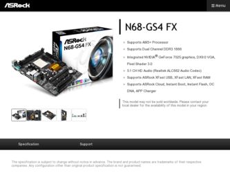 N68-GS4 FX driver download page on the ASRock site