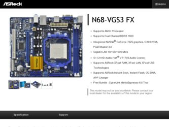 N68-VGS3 FX driver download page on the ASRock site