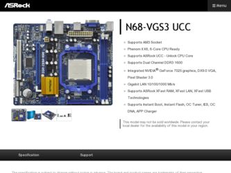 N68-VGS3 UCC driver download page on the ASRock site