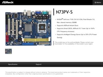 N73PV-S driver download page on the ASRock site