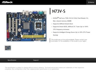 N73V-S driver download page on the ASRock site