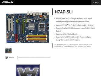 N7AD-SLI driver download page on the ASRock site