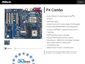 P4 Combo driver download page on the ASRock site