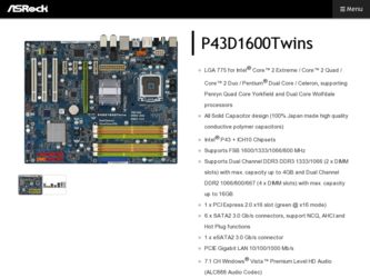 P43D1600Twins driver download page on the ASRock site