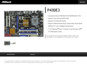 P43DE3 driver download page on the ASRock site