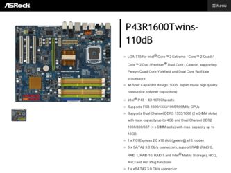 P43R1600Twins-110dB driver download page on the ASRock site