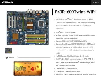 P43R1600Twins-WiFi driver download page on the ASRock site