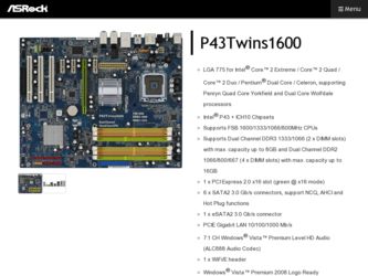 P43Twins1600 driver download page on the ASRock site